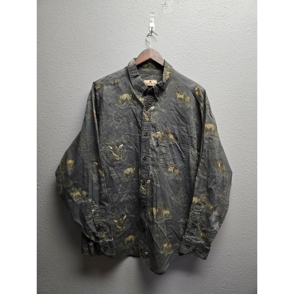 Woolrich Camo Button-Up Shirt Men’s Large Outdoor Hunting Extra Large